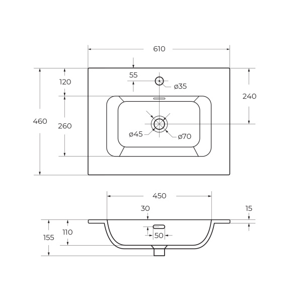 Мебельная раковина Cezares Eco 60 см CZR-8073-60