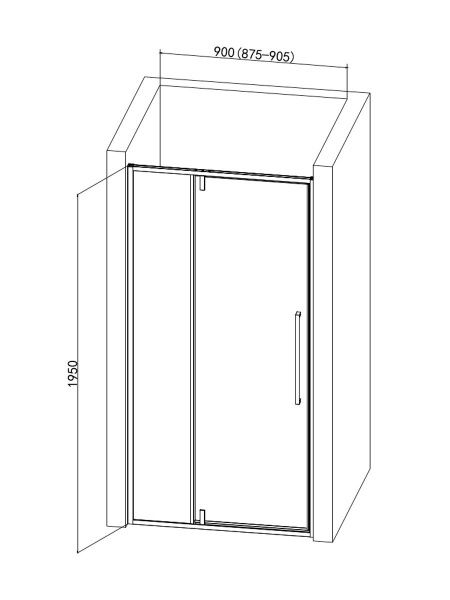 Душевая дверь 195х90 см AQUAme AQM7108-2-9 черный прозрачная Душевая дверь 195х90 см AQUAme AQM7108-2-9 черный прозрачная