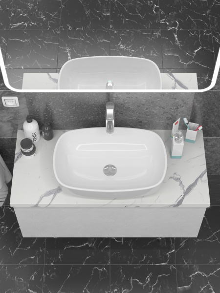 Столешница Какса-А 100 см 005400 для тумб и консолей белый мрамор