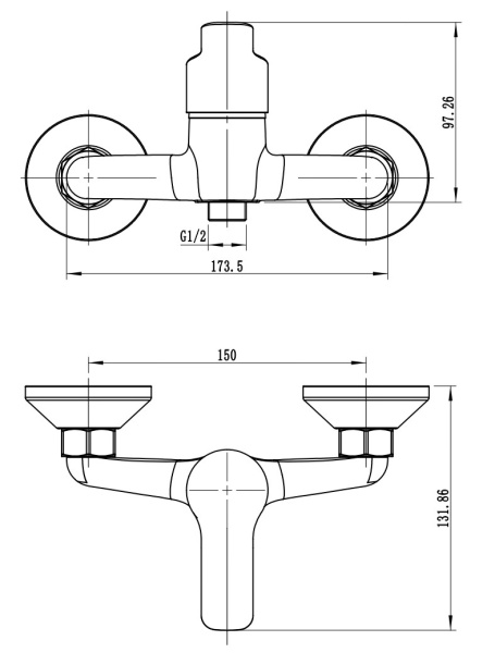 Смеситель для душа Voda Wave WA80 хром глянцевый
