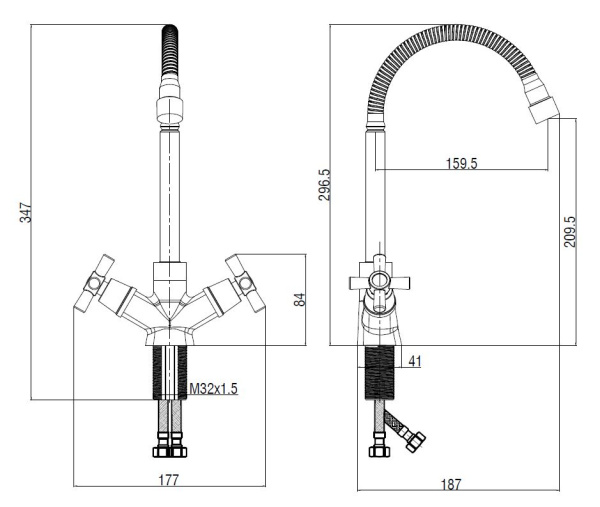 Смеситель для кухни Voda Dive DV519flex хром глянцевый