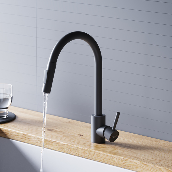 Смеситель для кухонной мойки Dorff Logic D3007522 черный матовый