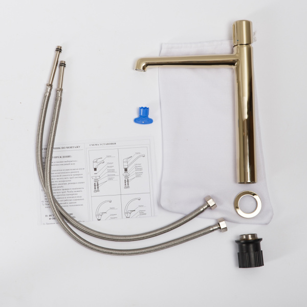 Смеситель для раковины BelBagno Uno UNO-LMC-ORO-W0 золото глянцевый