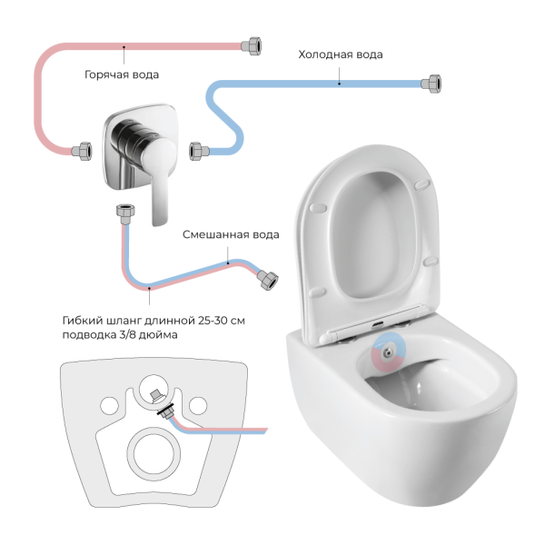 Унитаз Cezares Comfort CZR-191-TH/BS подвесной безободковый