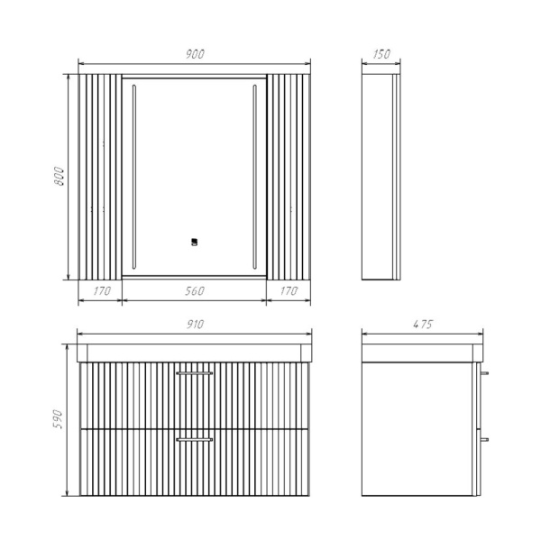 Тумба с раковиной Comforty Ангара 90 см 00-00017872 подвесная белая