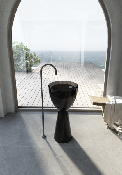 Раковина напольная Abber Kristall 45 см AT2703Onyx черная