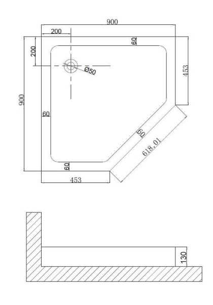 Душевой поддон 90x90x13 NIAGARA Nova NG-90-90D трапеция, для 6605,6805 Душевой поддон 90x90x13 NIAGARA Nova NG-90-90D трапеция, для 6605,6805