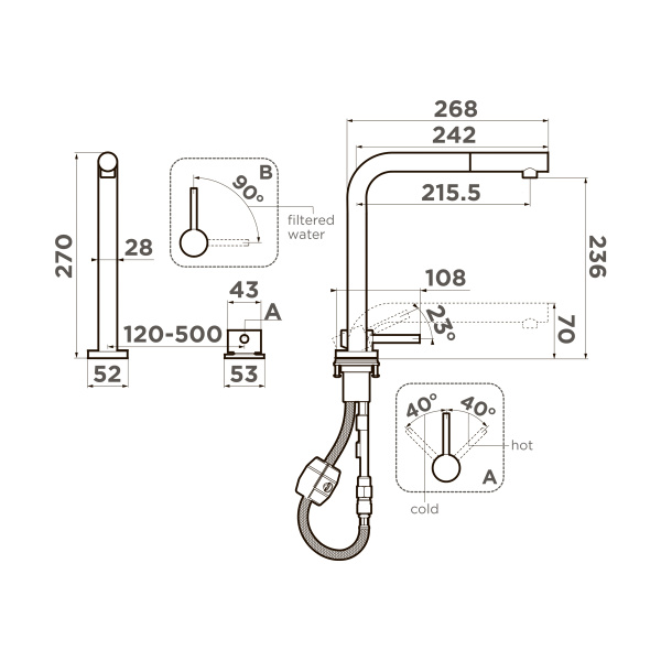 Смеситель для кухни Omoikiri Nara 2 Plus-S 4994487 светлое золото