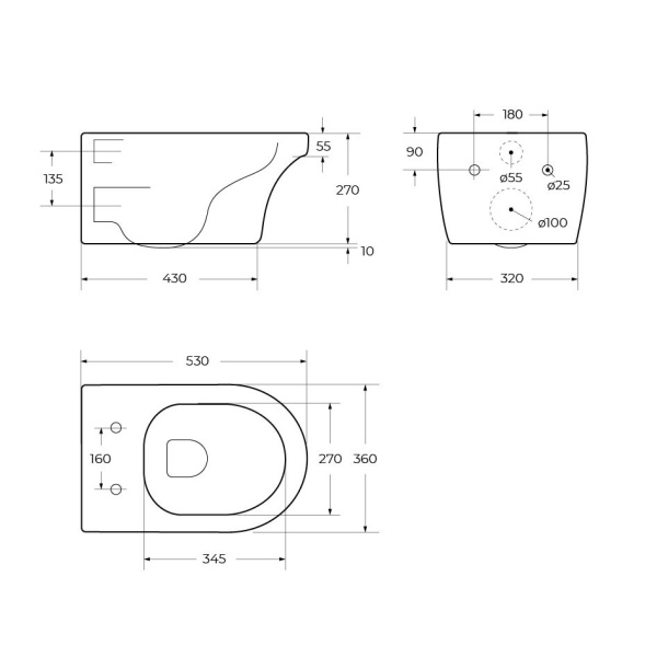 Унитаз Cezares Duet CZR-2462-TH-TOR подвесной безободковый