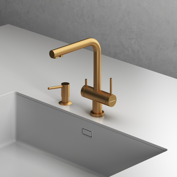 Смеситель для кухонной мойки Abelsberg Pura UVF70929BG королевское золото брашированный