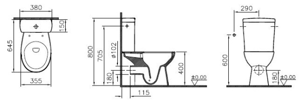 Унитаз-компакт Vitra S10 SmoothFlush сиденье микролифт 9864B003-7201 Унитаз-компакт Vitra S10 SmoothFlush сиденье микролифт 9864B003-7201