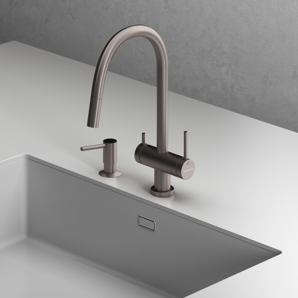 Смеситель для кухонной мойки Abelsberg Aera EMF71709BN титан брашированный