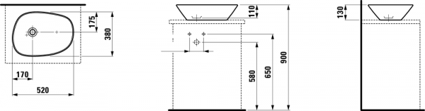 Раковина настольная 55 см Laufen Palomba 8168020001121 Раковина настольная 55 см Laufen Palomba 8168020001121