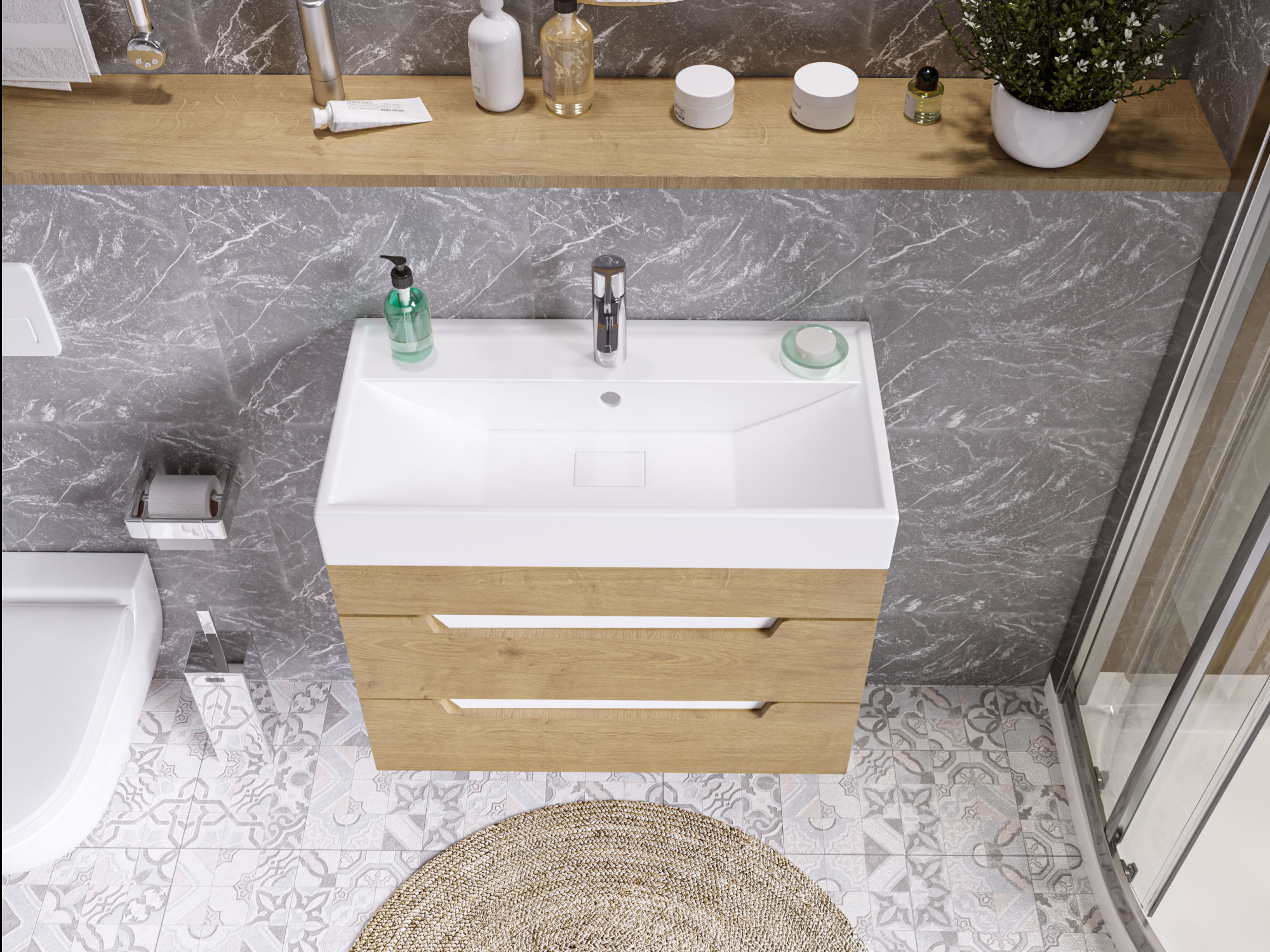 Раковина накладная Madera Malta 4627173210850 80 см белая глянцевая