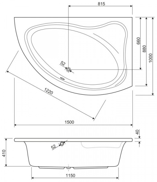 Акриловая ванна 150x100 см Cezares  TEBE-150-100-41-R белый Акриловая ванна 150x100 см Cezares  TEBE-150-100-41-R белый