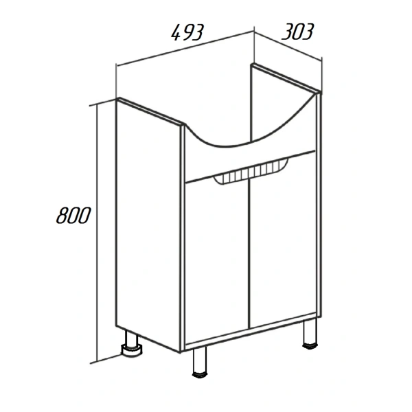 Тумба под раковину Runo Эконова 50 см 00-00004654 напольная бежевая