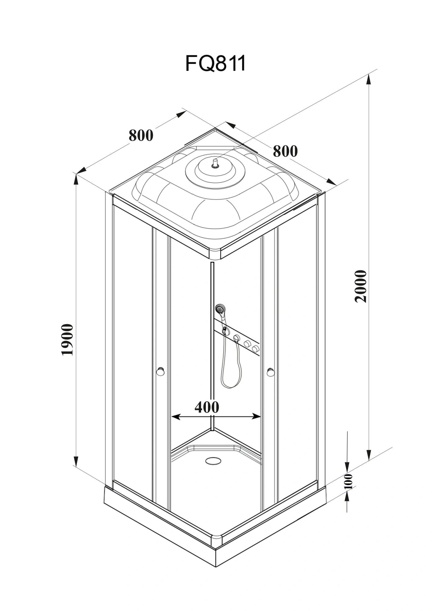 Душевая кабина Parly Frost FQ811 профиль хром матовый