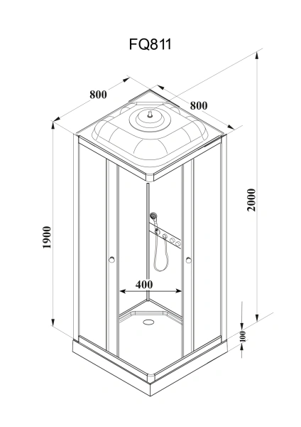 Душевая кабина Parly Frost FQ811 профиль хром матовый