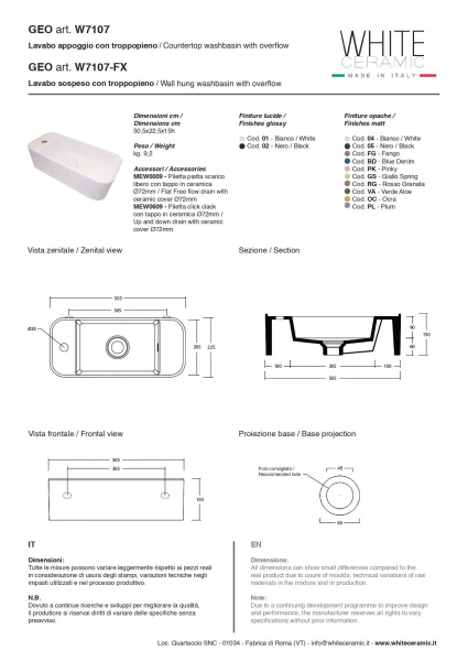 Раковина  White Ceramic Geo mini W7107F01 белый Раковина  White Ceramic Geo mini W7107F01 белый