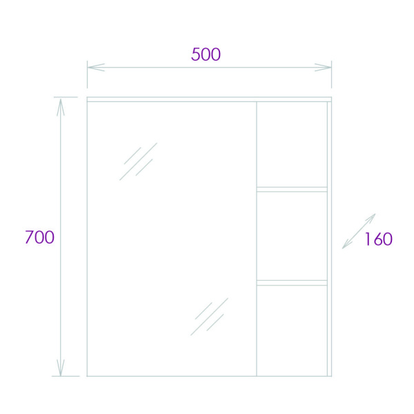 Шкаф зеркальный Onika Легран 50 см 205022 дуб галифакс
