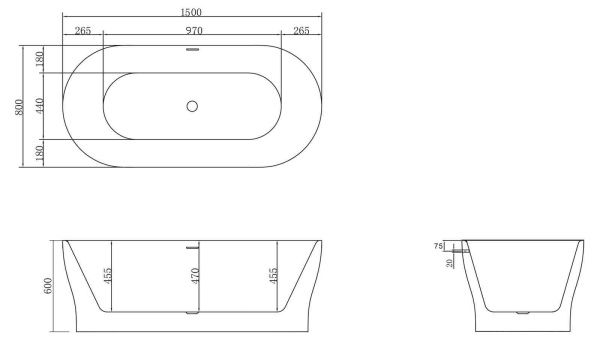 Акриловая ванна отдельностоящая 150x80 см BelBagno  BB405-1500-800 белый Акриловая ванна отдельностоящая 150x80 см BelBagno  BB405-1500-800 белый