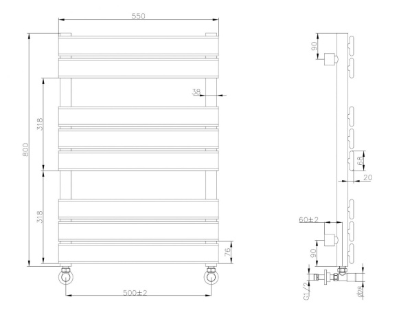 Полотенцесушитель водяной Boheme Venturo 720-B черный матовый