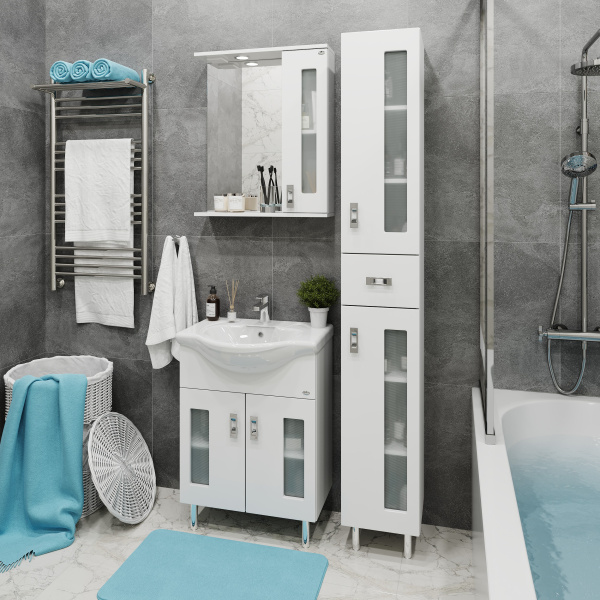 Шкаф зеркальный Onika Кристалл 65 см 206706 белый с подсветкой