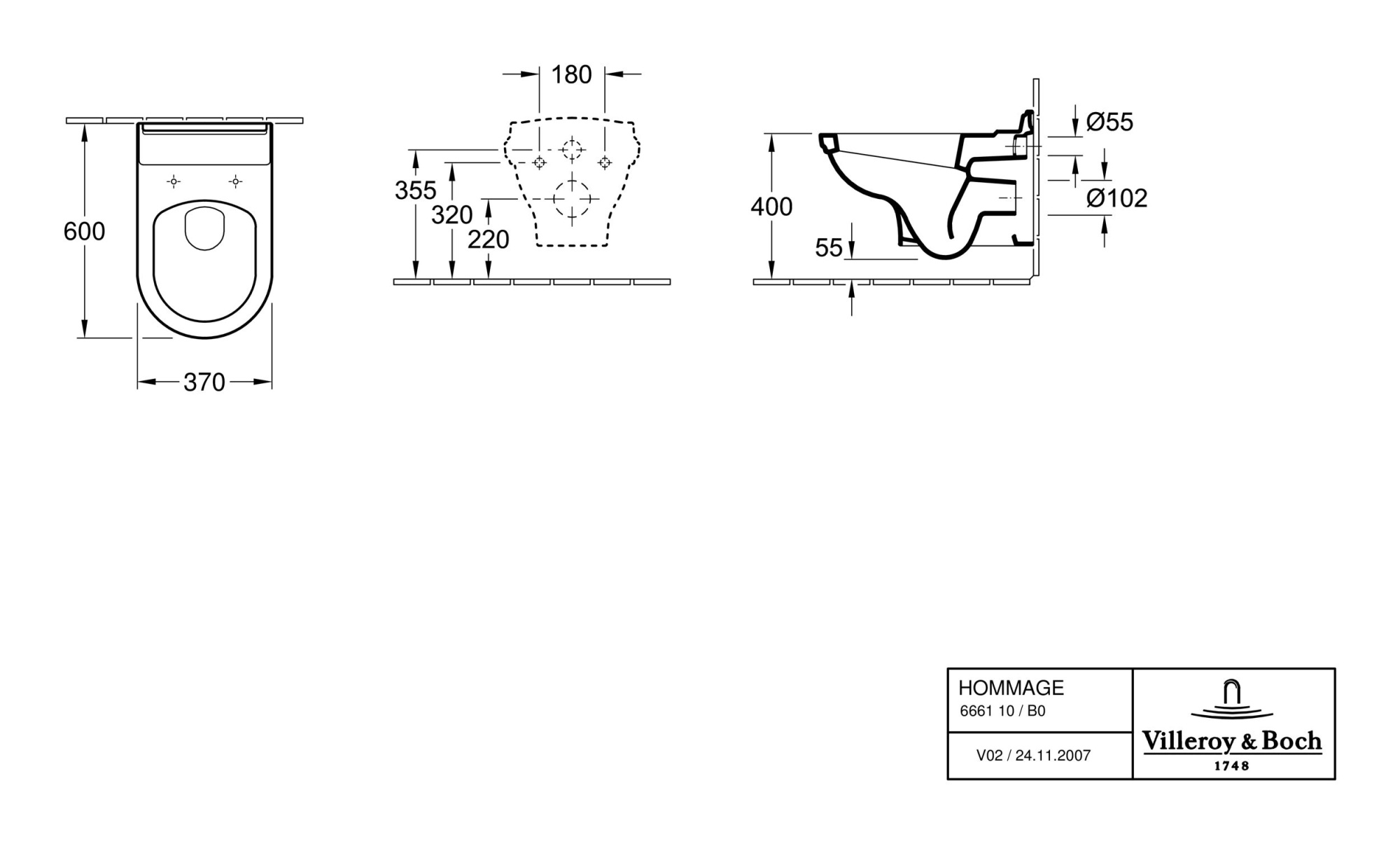 Унитаз Villeroy & Boch Hommage 6661B0R1 подвесной