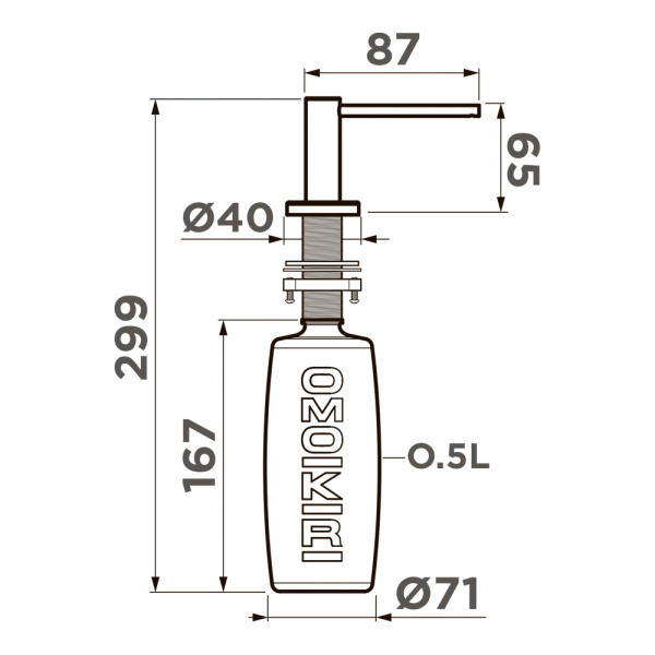 Дозатор для кухонной мойки Omoikiri OM-10 4995102 нержавеющая сталь