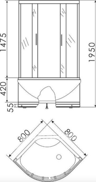 Душевой уголок Erlit ER0508T-C4 80x80x195 Душевой уголок Erlit ER0508T-C4 80x80x195