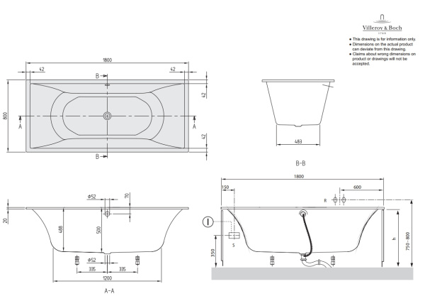 Ванна квариловая Villeroy & Boch La Belle UBQ180LAB2V-01