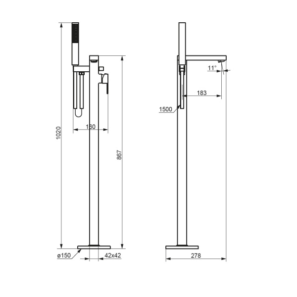 Смеситель для ванны Damixa Gala 535000300 черный матовый