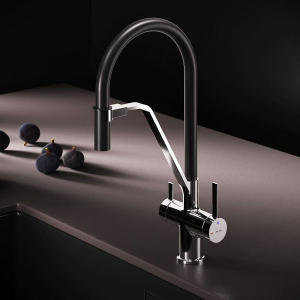 Смеситель для кухонной мойки Am.Pm Func с каналом для фильтра F8F07802 черный с хромом матовый