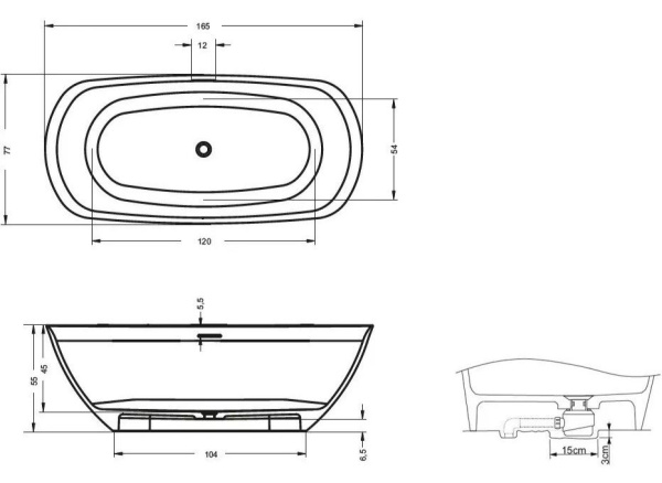 Ванна из искусственного камня Riho Bilo 165x75 B128001105