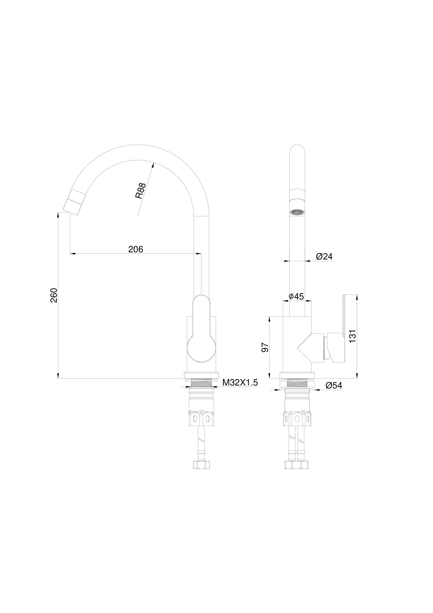 Смеситель для кухонной мойки Wonzon & Woghand WW-AE4554-MW белый матовый