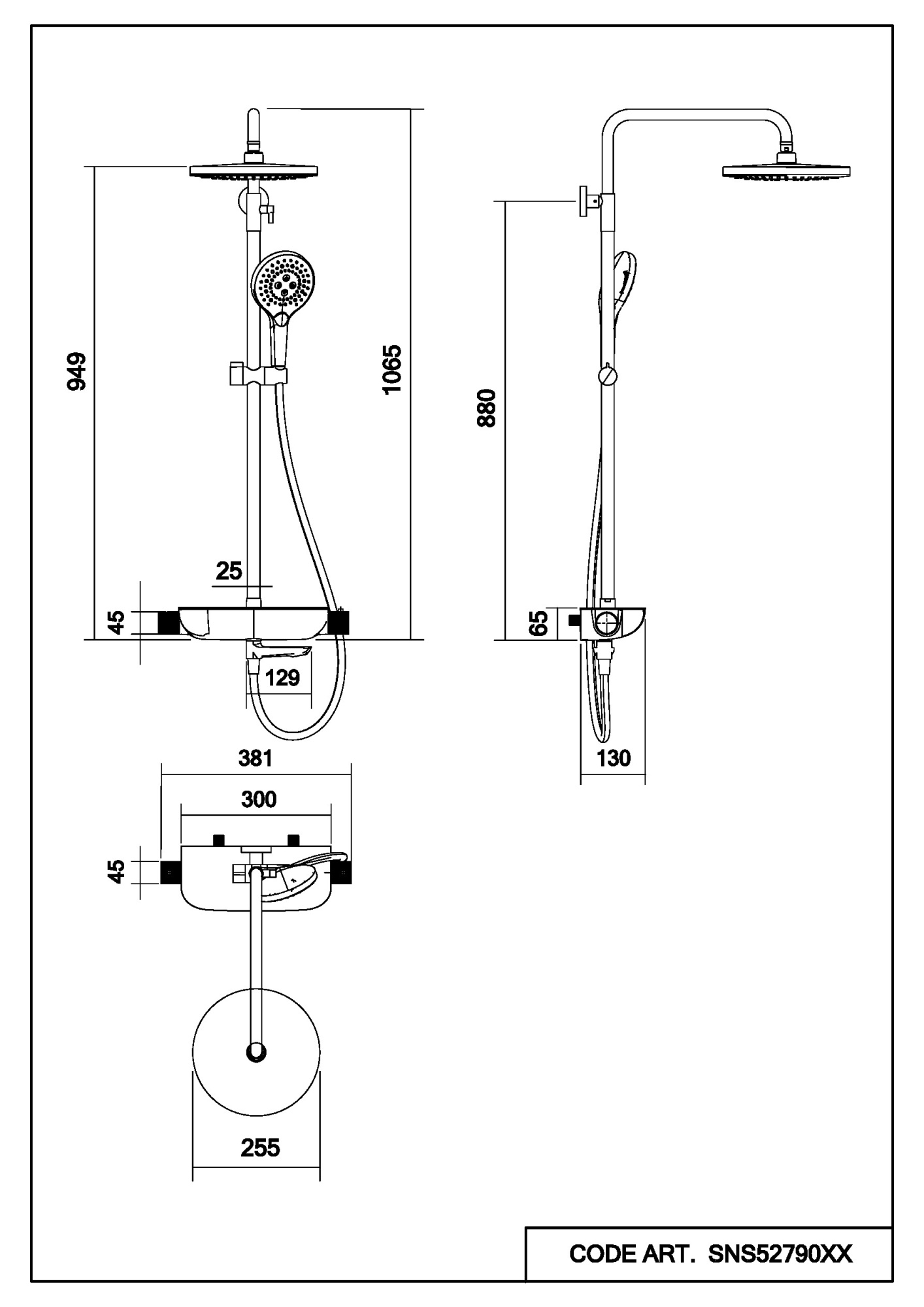 Душевой комплект Abelsberg Lineara с термостатом SNS52791CH хром глянцевый
