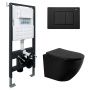 Комплект подвесной унитаз ABBER Bequem AC1100MB черный матовый с инсталляцией AC0105 и кнопкой AC0120MB черная матовая Комплект подвесной унитаз ABBER Bequem AC1100MB черный матовый с инсталляцией AC0105 и кнопкой AC0120MB черная матовая