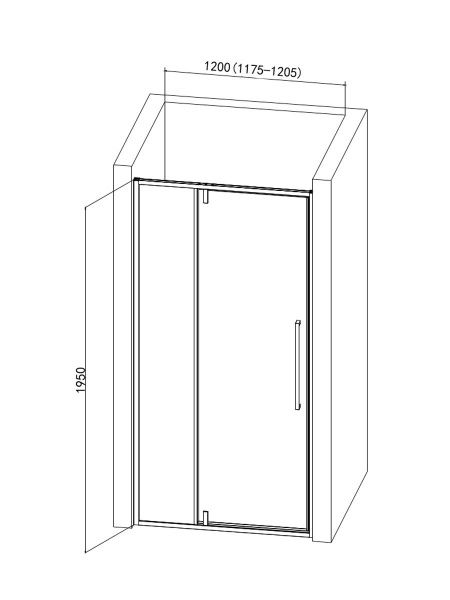 Душевая дверь 195х120 см AQUAme AQM7108-12 хром прозрачная Душевая дверь 195х120 см AQUAme AQM7108-12 хром прозрачная