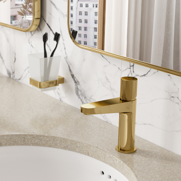 Смеситель для раковины WasserKRAFT Ems 7603 золото глянцевый