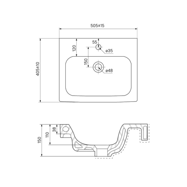 Умывальник мебельный 50 см IDDIS Optima Home 0145000i28 Умывальник мебельный 50 см IDDIS Optima Home 0145000i28