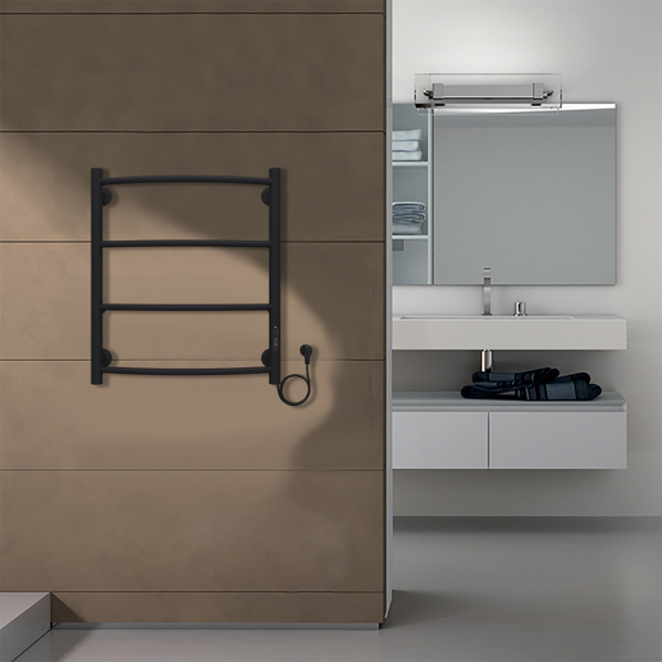Полотенцесушитель электрический секции диммер справа 53,2x60 см Azario VERONA AZ04856B черный Полотенцесушитель электрический секции диммер справа 53,2x60 см Azario VERONA AZ04856B черный