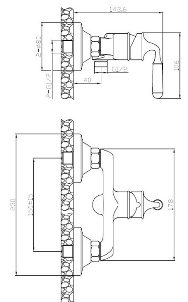 Смеситель для душа ESKO Prague PG 80 бронза Смеситель для душа ESKO Prague PG 80 бронза