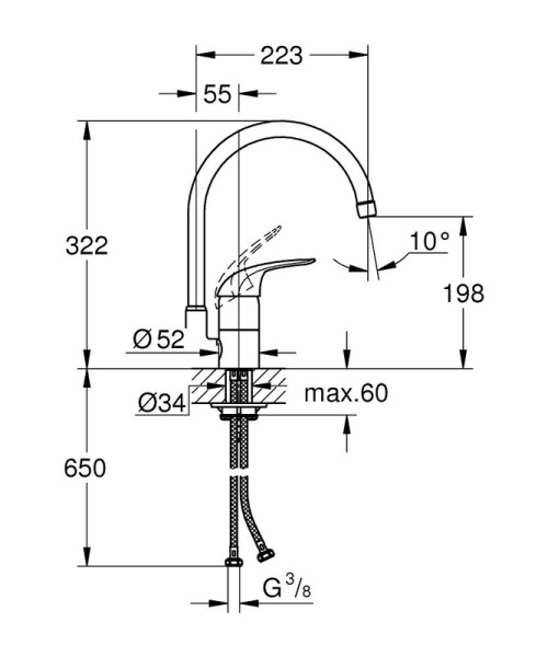 Смеситель однорычажный для мойки  Grohe Nova (oras) 32752000 хром Смеситель однорычажный для мойки  Grohe Nova (oras) 32752000 хром