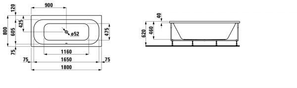 Акриловая ванна 180x80 Laufen Solutions 2.2450.5.000.000.1 Акриловая ванна 180x80 Laufen Solutions 2.2450.5.000.000.1