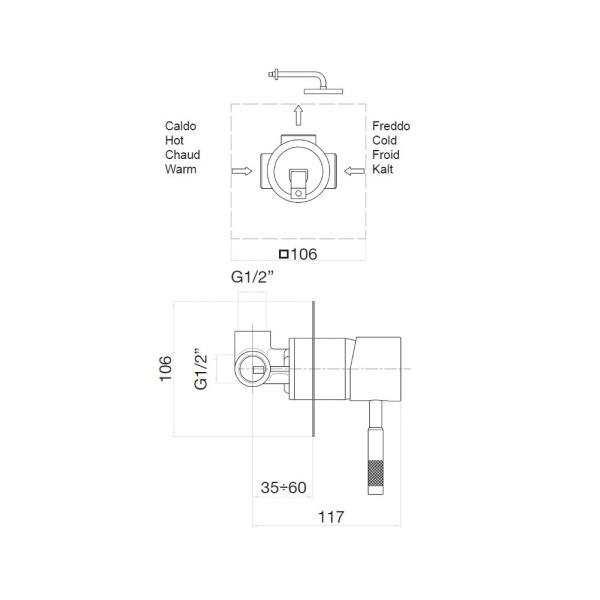 Смеситель для душа встраиваемый Webert Rimini RI880101740 белый матовый