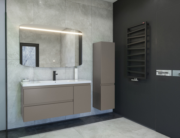 Тумба с раковиной Caprigo Forte 120 см 36117R-SF025 подвесная серая