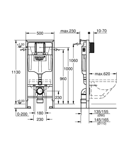 Инсталляция для унитаза без клавиши  Grohe Rapid sl 38536001 синий Инсталляция для унитаза без клавиши  Grohe Rapid sl 38536001 синий
