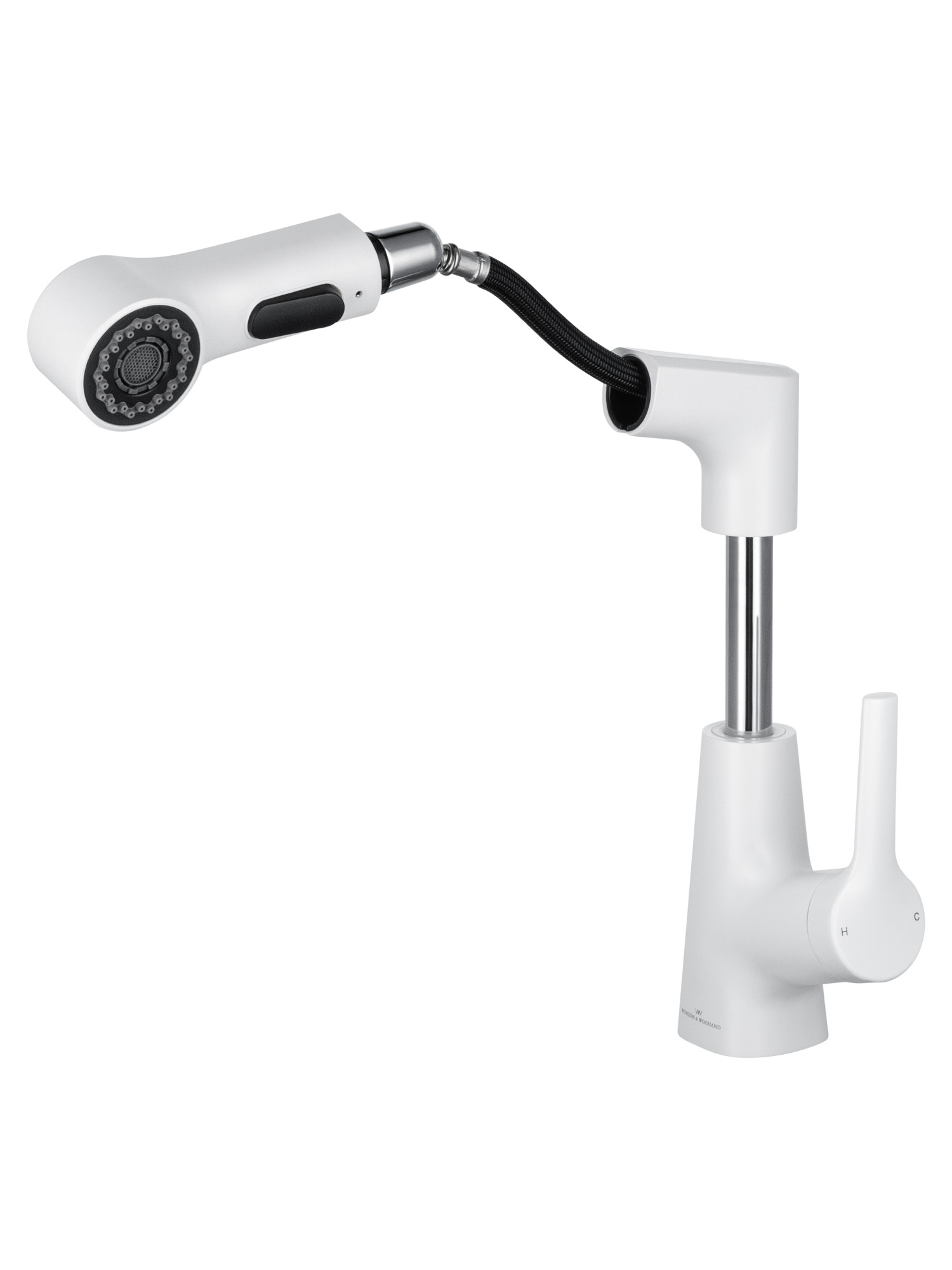 Смеситель для раковины с гигиеническим душем Wonzon & Woghand WW-121B108-MW белый матовый