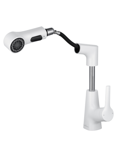 Смеситель для раковины с гигиеническим душем Wonzon & Woghand WW-121B108-MW белый матовый