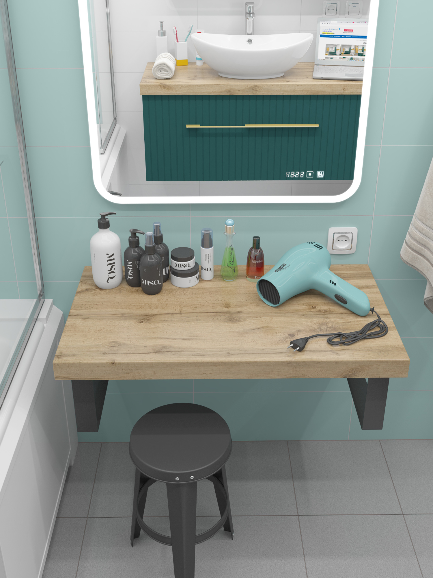 Столешница Какса-А 80 см 005335 для тумб и консолей дуб вотан